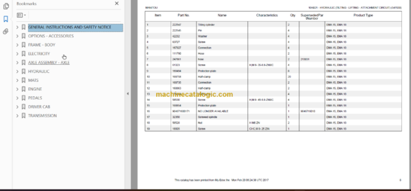 MANITOU EMA15 PARTS CATALOGUE