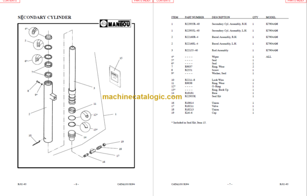 MANITOU 7900AM Series Parts Manual