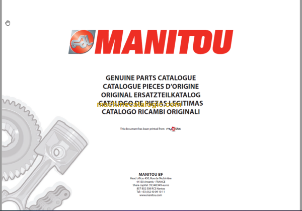 Manitou MLT 634 120 LSU PS SB E2 Part Catalogue