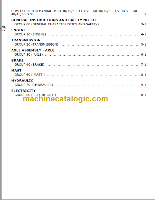 MANITOU MI 40 45 50 G S1 US REPAIR MANUAL