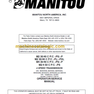 MANITOU M230 430 240 440 250 450-B426D OPERATOR SERVICE MANUAL