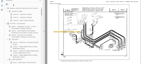 MANITOU EMA18 PARTS CATALOGUE