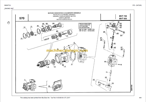 Manitou MVT 675 T E2 COMFORT LINE PARTS MANUAL