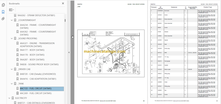 Manitou MLT 634 120 LSU PS SB E2 Part Catalogue