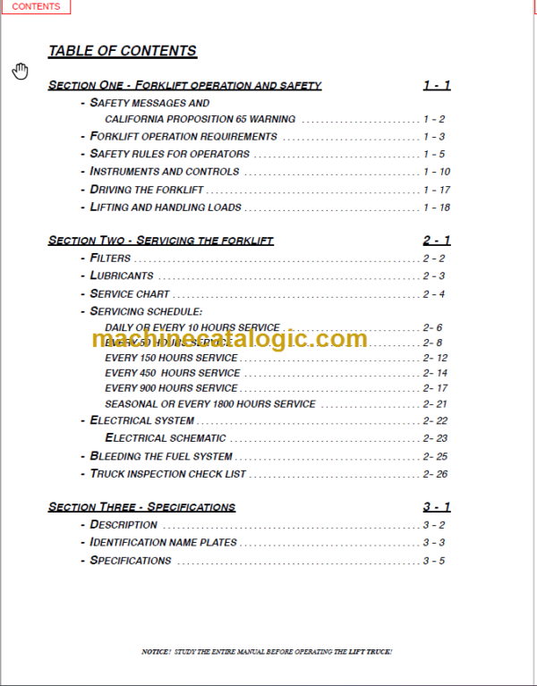 MANITOU M230 430 240 440 250 450-B426D OPERATOR SERVICE MANUAL