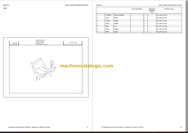 MANITOU M-X 70-2 S3E3 PARTS CATALOGUE