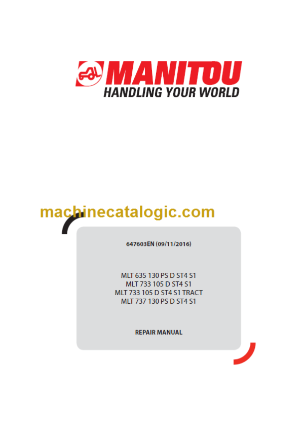 Manitou MLT 733 Repair Manual