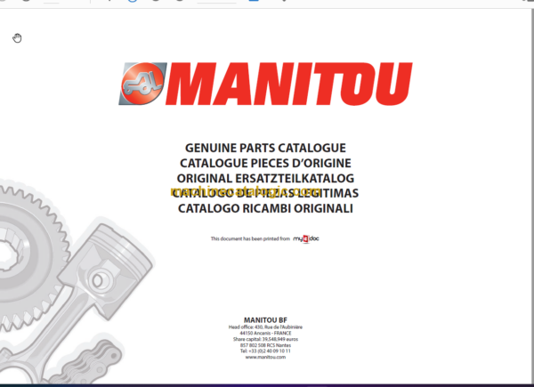 Manitou MLT 634 PS SB E2 Part Catalogue