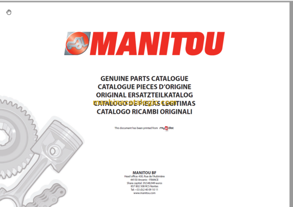 Manitou MLT 845 120 H S3 E3 Genuine Parts Catalogue