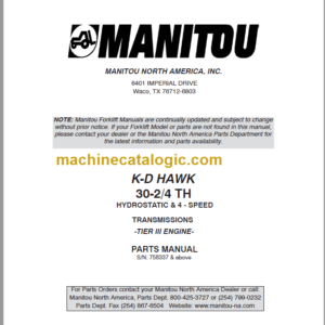 MANITOU M30-2 TIER III PARTS MANUAL