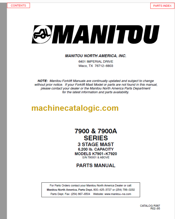 MANITOU 7900-7900A Series Parts Manual