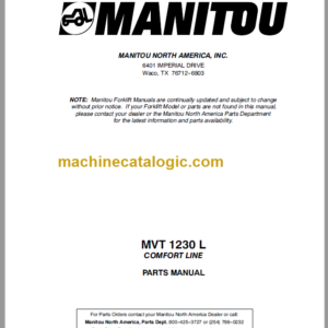 Manitou MVT 628T COMFORT LINE PARTS MANUAL