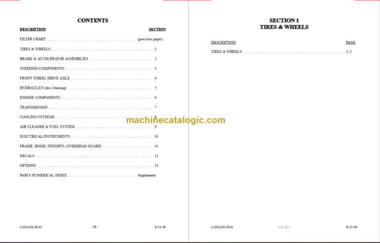 MANITOU T502TC-D PARTS MANUAL SERIES F