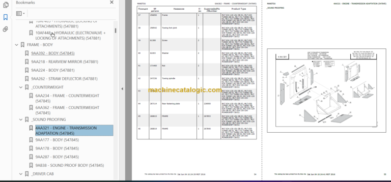 Manitou MLT 634 PS SB E2 Part Catalogue
