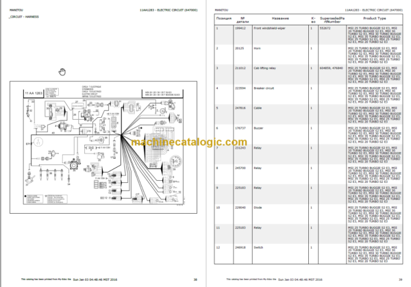 MANITOU MSI 20 25 30 35 MH 20-4 25-4 Parts Catalogue