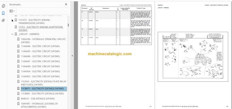 Manitou MLT 634 PS SB E2 Part Catalogue