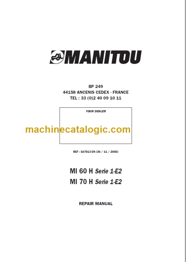 MANITOU MI 60 H Serie 1-E2 REPAIR MANUAL