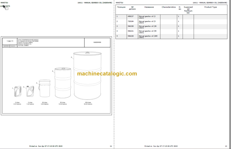 Manitou MHT 790 PARTS CATALOGUE