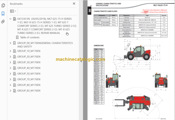 Manitou MLT 625-75 H SERIES 1-E3 Repair Manual