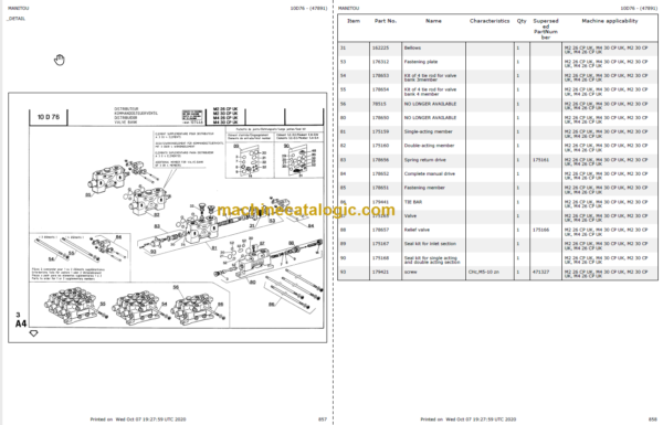 MANITOU MC 50 CP PARTS CATALOGUE