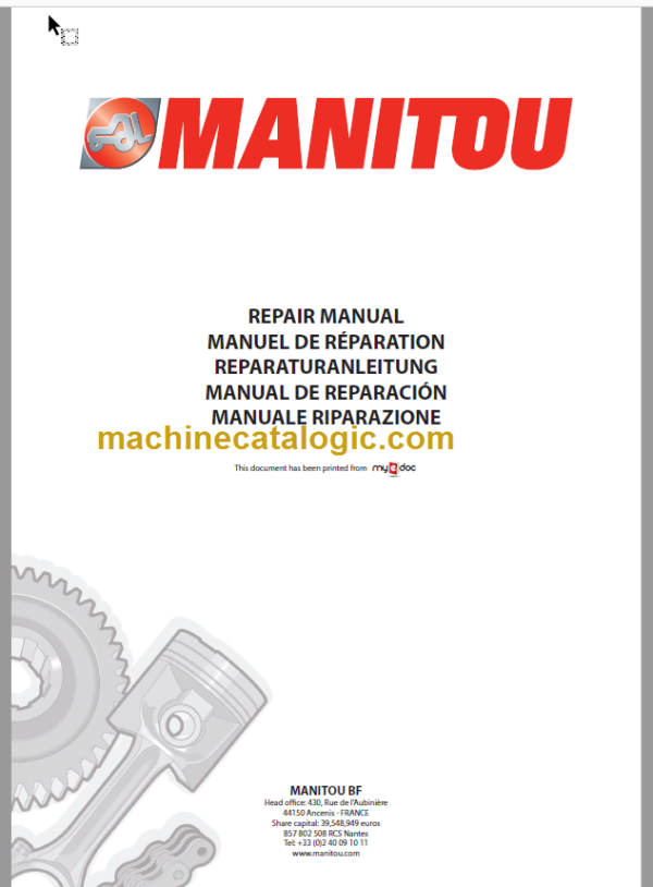 Manitou MLT 742 H T LSU Repair Manual