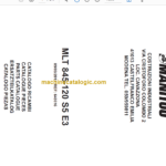 Manitou MLT 845-120 S5 E3 PARTS CATALOGUE 2011