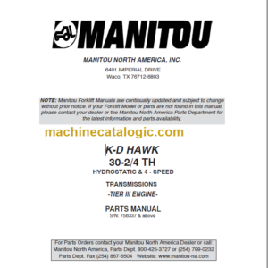 MANITOU M30-4 TIER III PARTS MANUAL