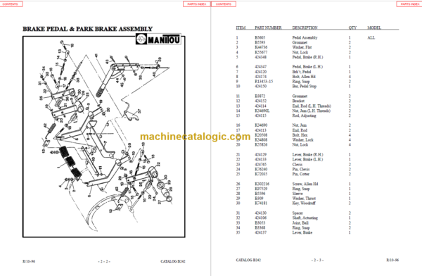 MANITOU T602TC-D PARTS MANUAL SERIES F