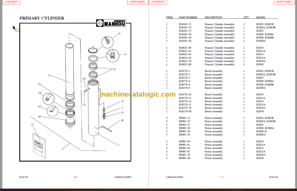 MANITOU 5800 Series Parts Manual