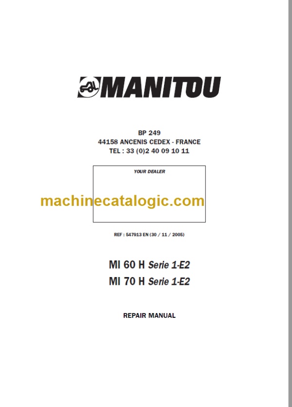 MANITOU MI 70 H Serie 1-E2 REPAIR MANUAL