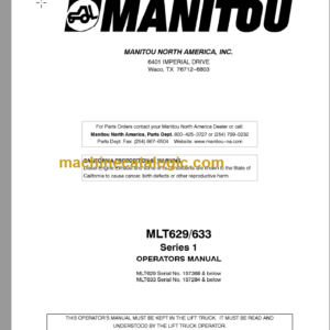 Manitou MLT 629 Operators Manual