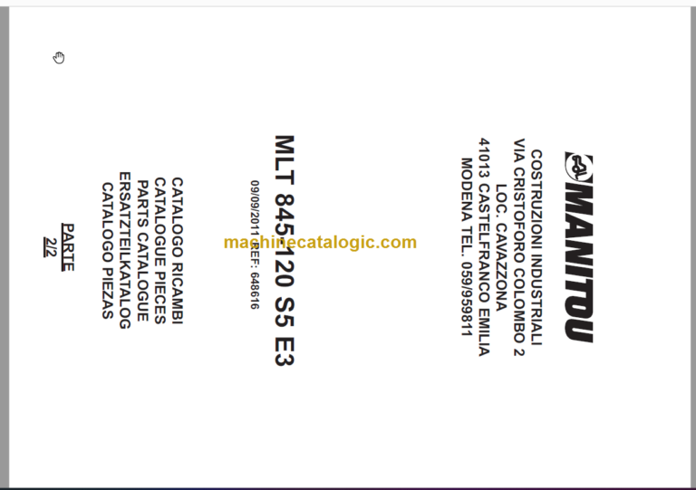 Manitou MLT 845-120 S5 E3 Parts Manual