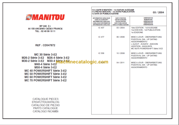 MANITOU M26-4 S3-E2 PARTS CATALOGUE