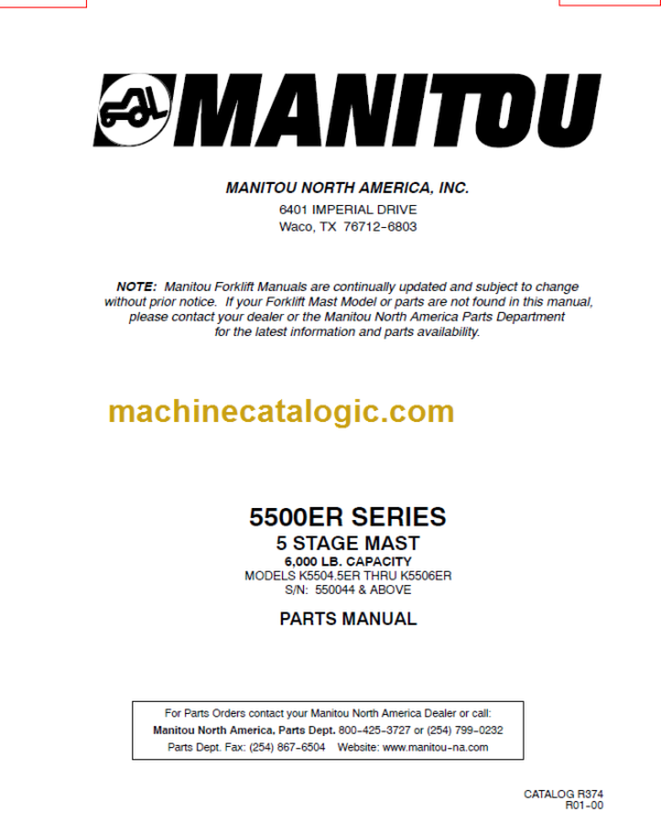 MANITOU 5500ER Series Parts Manual