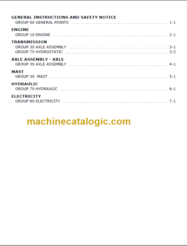 MANITOU MI 70 H Serie 1-E2 REPAIR MANUAL