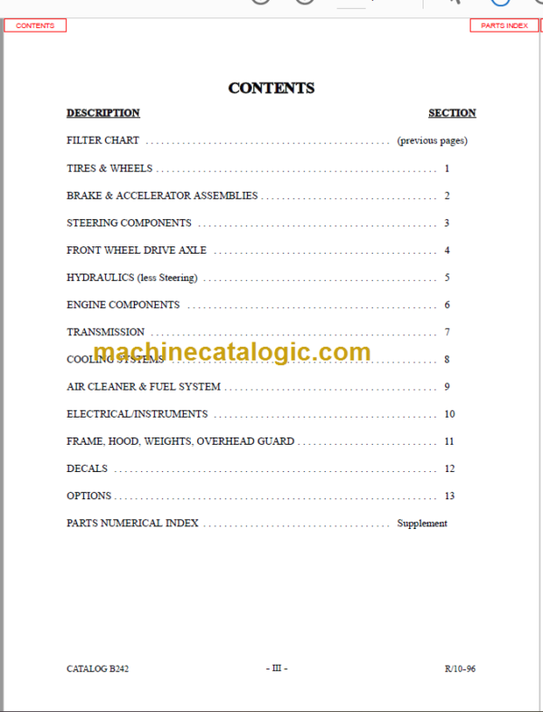 MANITOU T602TCP-DXL PARTS MANUAL SERIES F