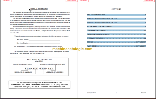 MANITOU 5500ER Series Parts Manual