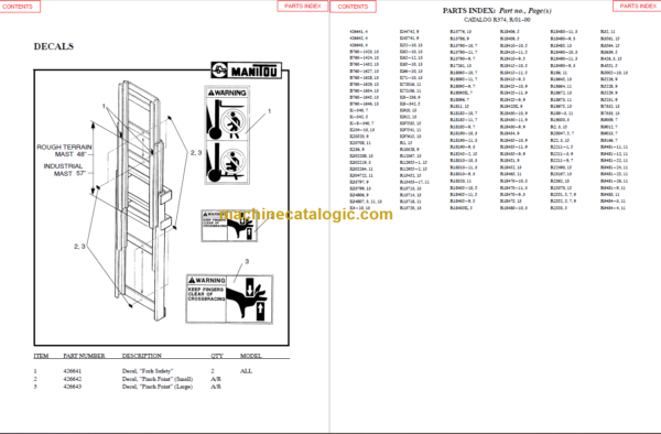 MANITOU 5500ER Series Parts Manual