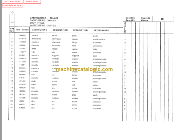 Manitou MVT 930 Parts Catalogue