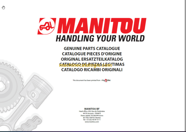 Manitou MLT 627 Turbo Compact Serie B-E2 PARTS CATALOGUE