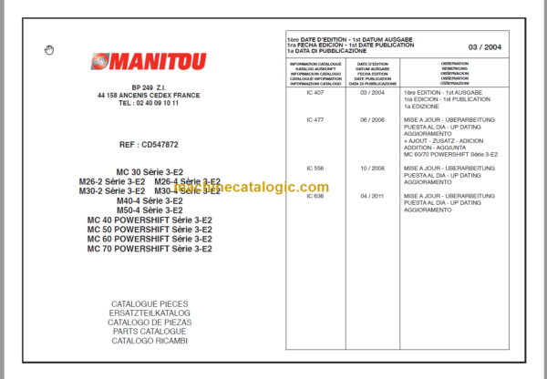 MANITOU M30-2 S3-E2 PARTS CATALOGUE