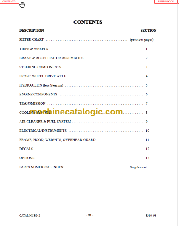 MANITOU T802TC-D PARTS MANUAL SERIES F