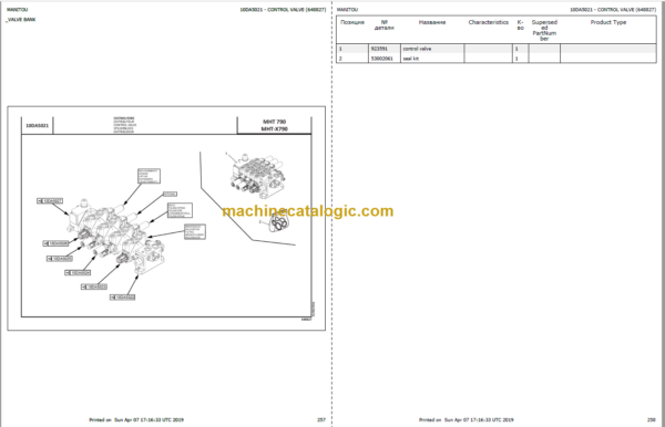 Manitou MHT 790 PARTS CATALOGUE