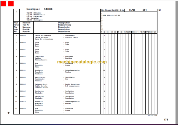 Manitou MLA 628-120 LSU POWERSHIFT SERIES 3-E2 PARTS MANUAL