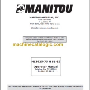 Manitou MLT 625 S1-E3 Operator Manual