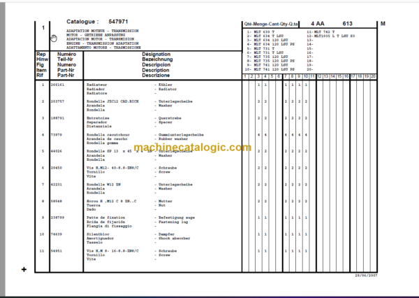 Manitou MLT 634 Serie C E2 PARTS CATALOGUE