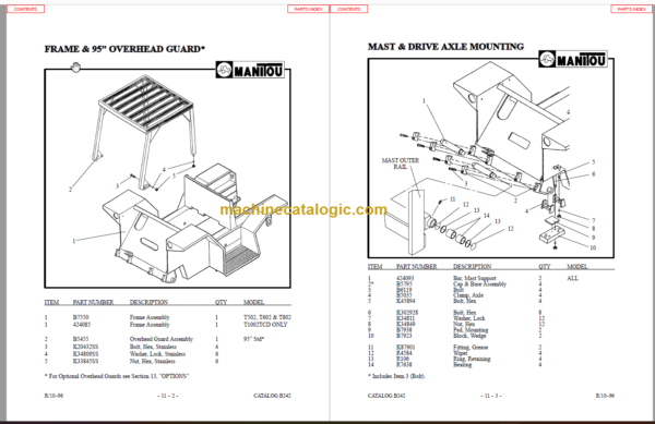 MANITOU T802TC-D PARTS MANUAL SERIES F