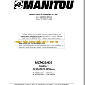 Manitou MLT 633 Operators Manual