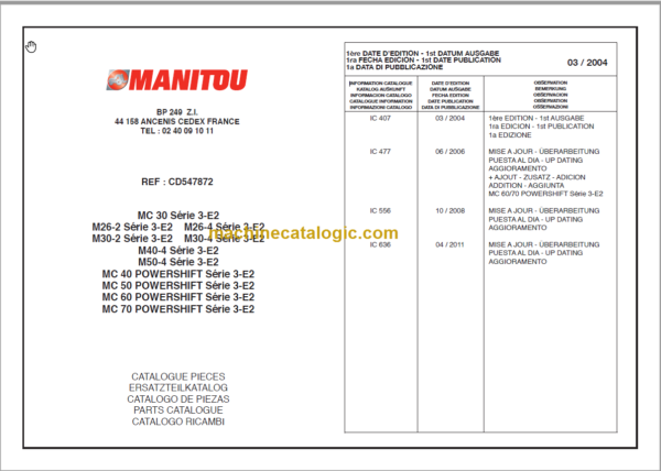 MANITOU M30-4 S3-E2 PARTS CATALOGUE