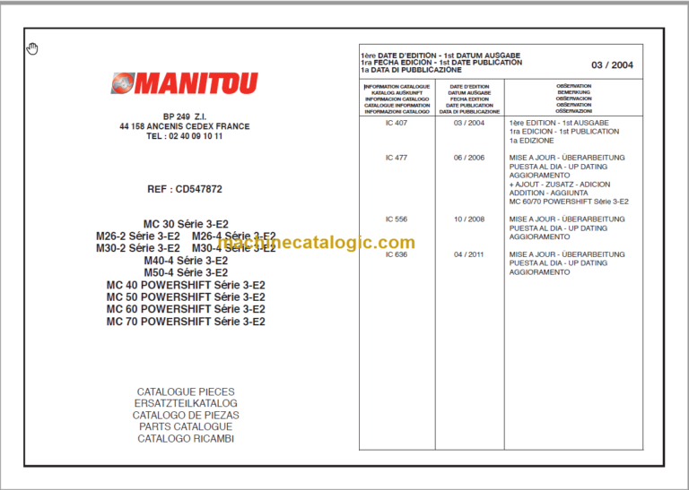 MANITOU M30-4 S3-E2 PARTS CATALOGUE